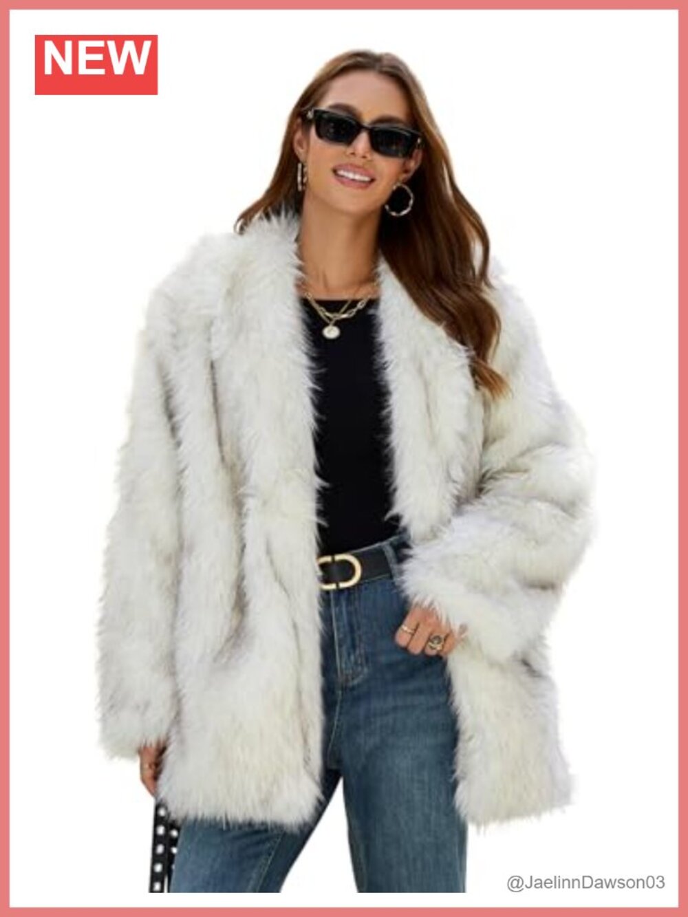 Faux Fur Coat Fuzzy Long Sleeve Lapel Collar Winter Jacket